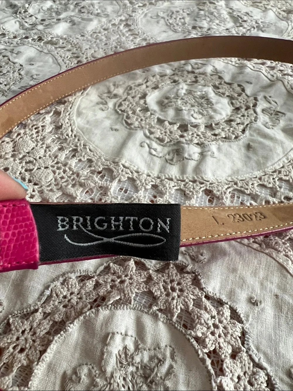 VTG BRIGHTON PINK dainty genuine leather belt size large vintage size